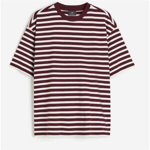 H&M: Maroon and White Striped Short Sleeve Tee Nwot